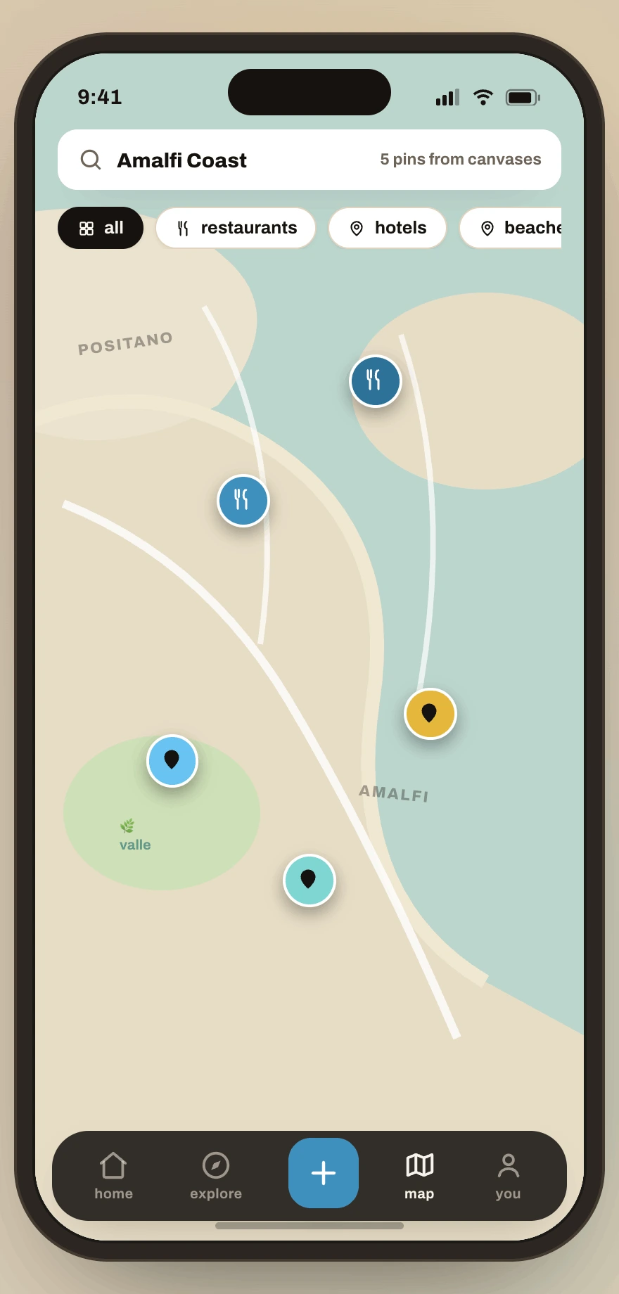 Final map screen with pins