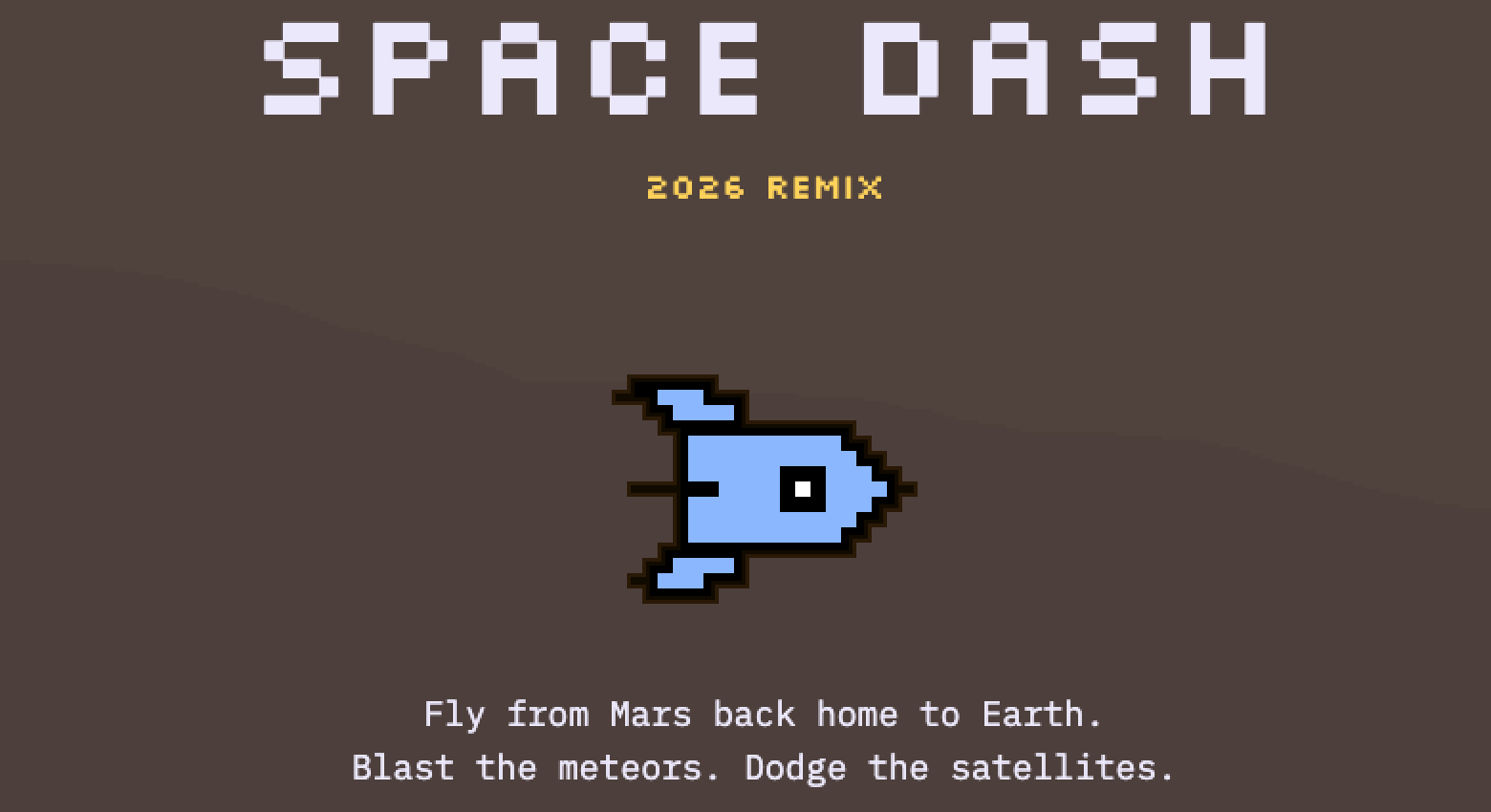 Space Dash title screen